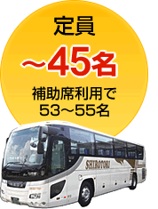 定員：～45名（補助席利用で53～55名）