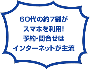 60代の約7割がスマホを利用！予約・問合せはインターネットが主流