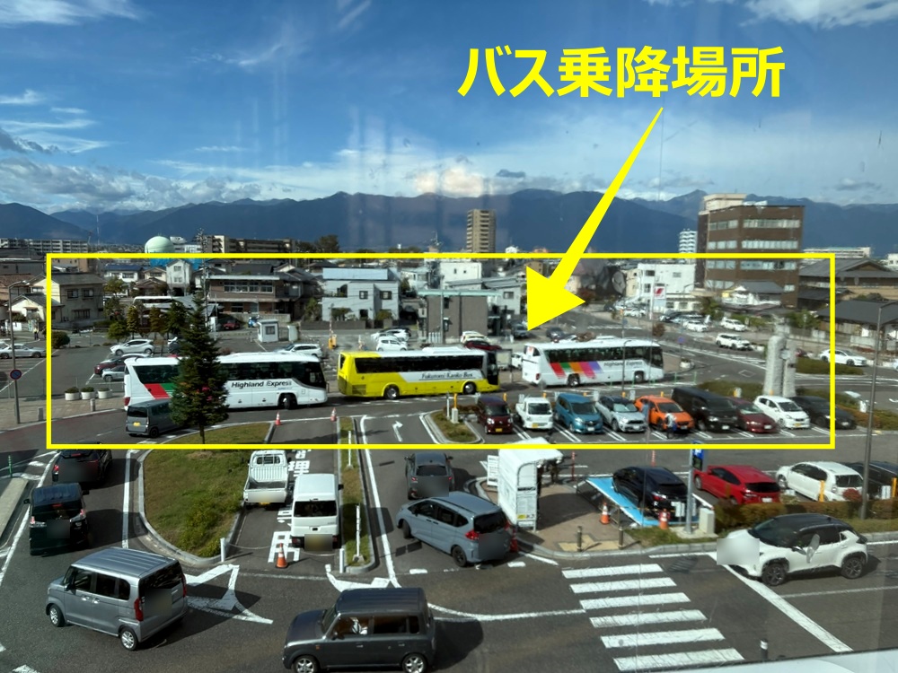 松本駅バス乗降場所は目の前