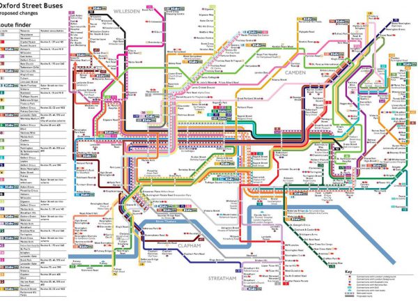 オックスフォードストリート周辺の路線図