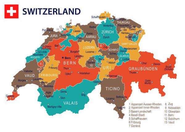 スイスの国土は九州と同じぐらいの広さ