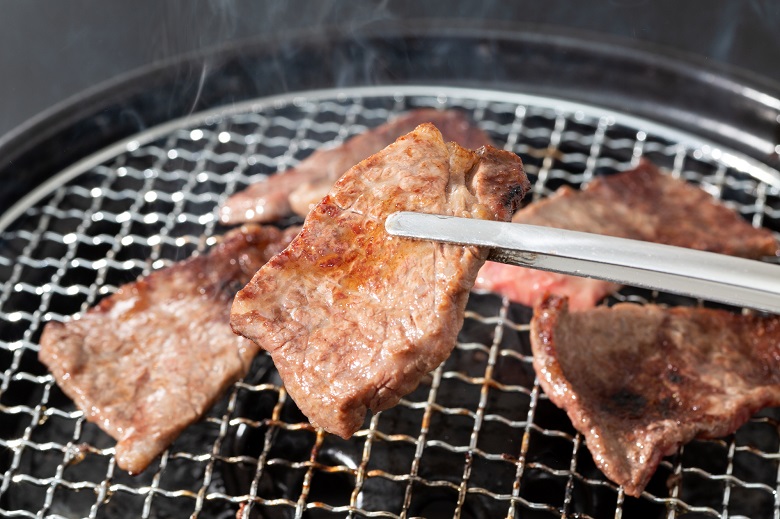 新鮮な野菜と牛肉のBBQ