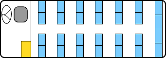 一般的な中型観光バスの座席レイアウト