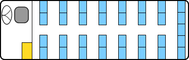 中型バス・33名乗りの座席レイアウト例