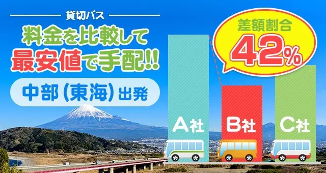 中部(東海)エリアのバス料金を比較して最安値で手配しよう