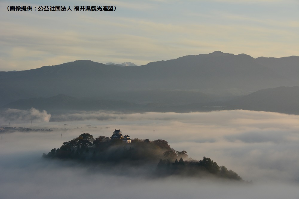 雲海におおわれる越前大野城