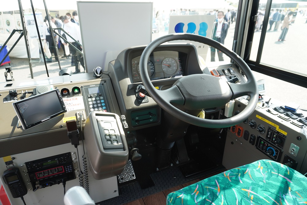 中日臨海バスの三菱ふそうエアロスター送迎仕様のバスで出展