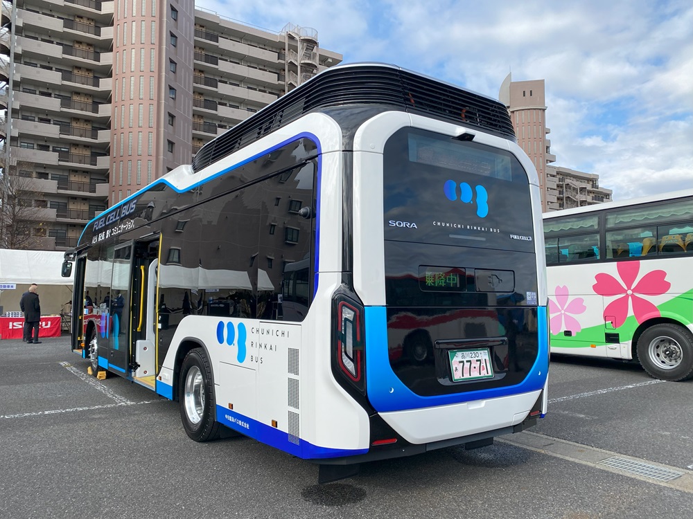 中日臨海バス所有の燃料電池（FC）バス・トヨタ SORA 2023年式に実際に装着