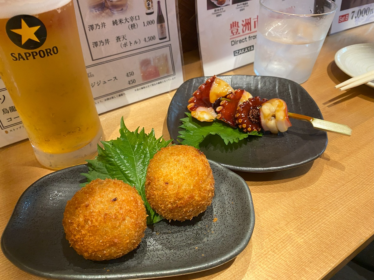 深川コロッケとタコ串