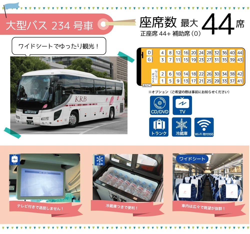 定員数44名乗りの大型バス