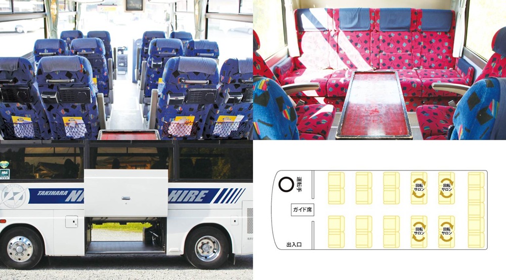 小型観光バスの内部