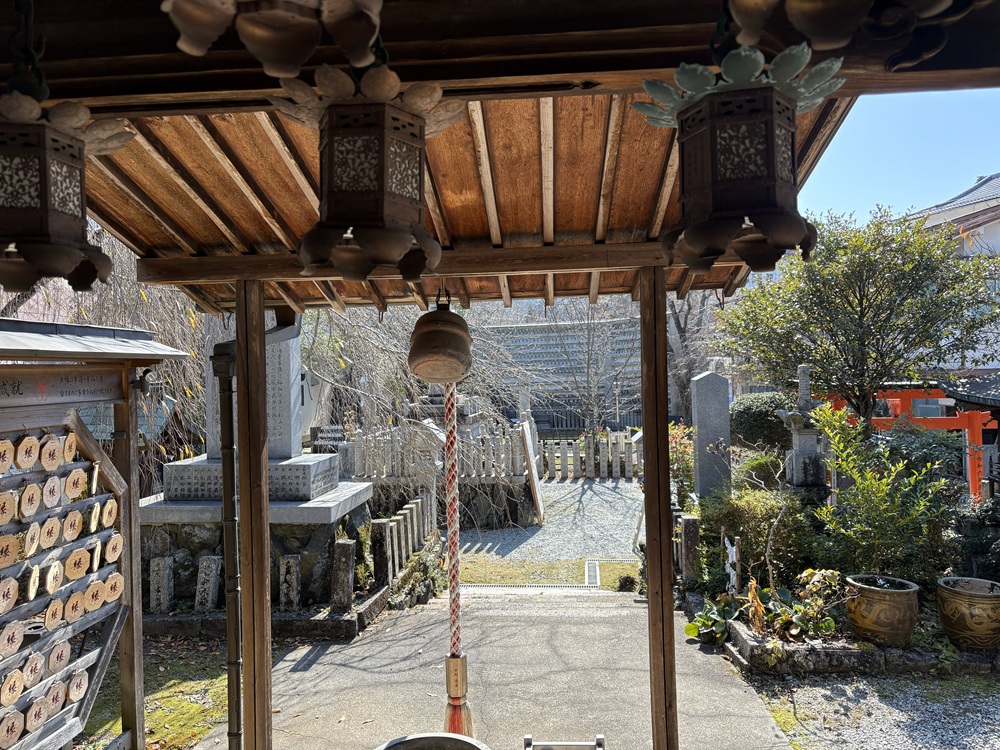 櫻本坊の堂内からお庭を見る