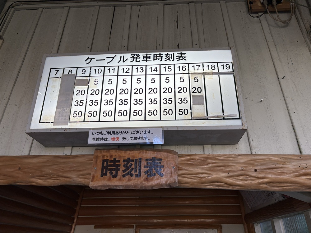 吉野山ロープウェイの時刻表